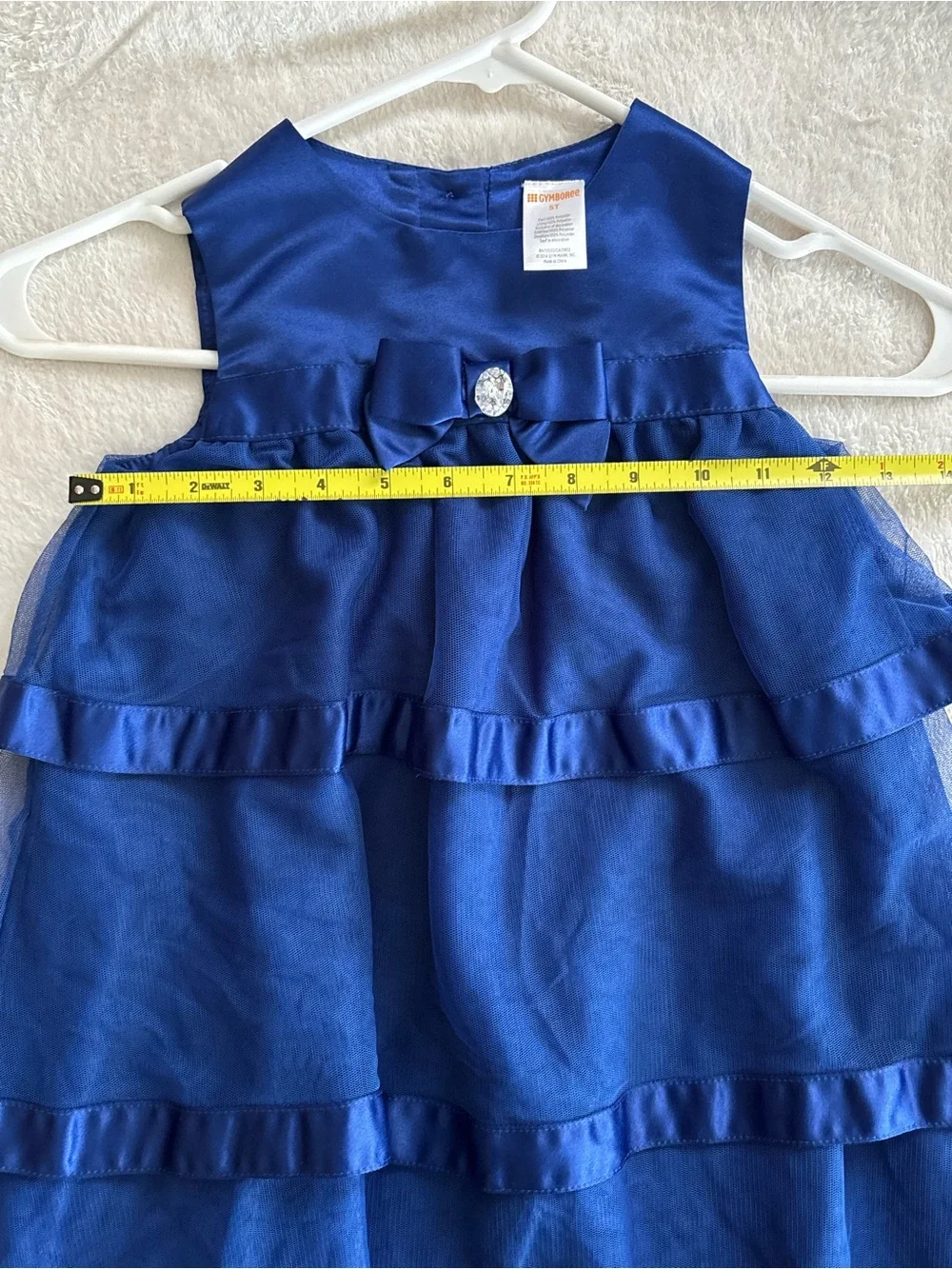 Gymboree Girls Blue Tiered Party Dress with Bow Accent